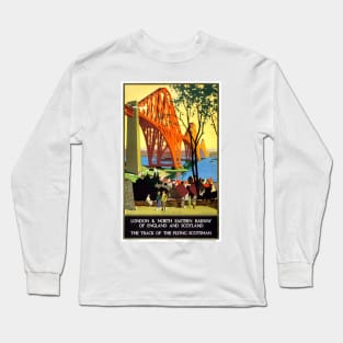 Forth Bridge Scotland Vintage Railway Poster 1928 Long Sleeve T-Shirt